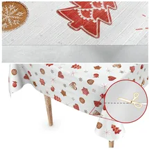 ANRO Tischdecke abwaschbar Weihnachten 140 x 100 cm Weiß