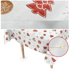 ANRO Tischdecke abwaschbar Weihnachten 140 x 100 cm Weiß