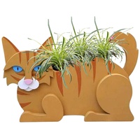 Rianpesn Pflanzgefäß Katze aus Holz,Niedlicher Blumentopf in Katzenform - Tier-Blumentöpfe für Gartendekoration im Freien, Geschenke für Katzenliebhaber, Katzen-Pflanzenbehälter-Halter