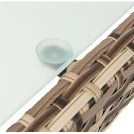 Estexo Polyrattan Sitzgruppe Essgruppe Gartenmöbel Set 6 Pers. Gartenset Beige-Braun