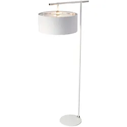 Balance 1-flammige Stehlampe - Weiß/Poliertes Nickel mit weißem Schirm - BALANCE-FL-WPN