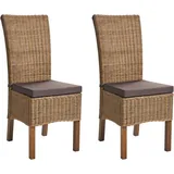 Esszimmerstuhl 2er Set ANDES Rattan Braun
