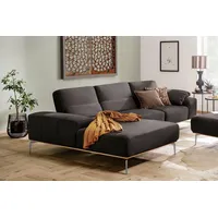 W.SCHILLIG Ecksofa run, Designsofa mit tollem Sitzkomfort, bequem, L-Form, mit elegantem Holzsockel, Füße in Chrom glänzend, Breite 319 cm braun