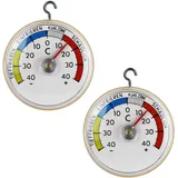 Lantelme Kühlschrankthermometer 2 Stück Spar-Set selbsklebend und Haken analog Kühlschrank Gefrierschrank Thermometer