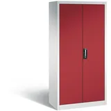 C+P Werkzeugschrank mit Drehtüren, 6 Böden, 4 Schübe, H1950xB930xT500mm Front Rubinrot Korpus Lichtgrau