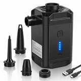 TUFFYUKI Elektrische Luftpumpe Akku 5200mAh - Tragbare Akku Luftpumpe mit USB-C, 280L/Min, 3 Düsen & Tasche - Luftpumpe für Luftmatratze, Schwimmring, Camping, Reise, Outdoor - 4kPa Druck