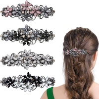 4 Stück Haarspangen für Frauen Mädchen,Glitzernde Mode Exquisite Blume Kristall Haarspangen,Elegante Metall Haarnadeln Blume,Haarschmuck für Damen Mädchen