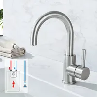 Niederdruck Armatur Küche/Bad, 360° Drehbar Wasserhahn Niederdruck, Einhebelmischer Waschtischarmatur, Wasserhahn mit 3 Anschluessen Fuer Boiler, Mischbatterie Spültischarmatur aus Edelstahl