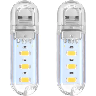 LEDMOMO 2PCS mini bewegliches helles 3 LED-Nachtlicht USB-Lampe , Polykarbonat (warmes Weiß)