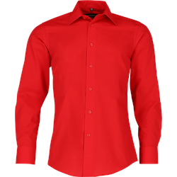 Russell Collection Tailliertes Popeline Hemd  Langarm, classic red, S