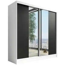 A&J MöbelLand Schiebetürenschrank DUO 200 x 215 x 59,5 cm Weiß/Schwarz