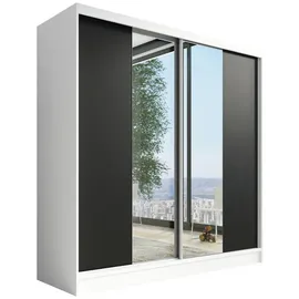 A&J MöbelLand Schiebetürenschrank DUO 200 x 215 x 59,5 cm Weiß/Schwarz