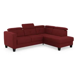 sit&more Ecksofa SIT & MORE "Belluci L-Form", rot (bordeaux), B:249cm H:85cm T:195cm, Sofas, Ecksofa, inklusive Federkern, wahlweise mit Bettfunktion und Bettkasten