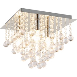 Kristall Deckenleuchte chrom Kristall Deckenlampe Kronleuchter Deckenlampe Schlafzimmer, Metall Kunststoff, 3x E14, LxB 32x32 cm