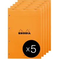 Rhodia 5x Block geheftet A4+, 80 Blätter gelb liniert