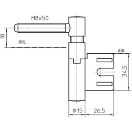 Simonswerk Einbohrband steig.V 8550 steig.vern.40kg DIN L HLT
