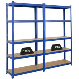Proregal Schwerlastregal Holz 180 x 90 x 40 cm blau 2 Stück