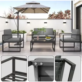 Melko Gartenset Sitzgruppe Aluminium grau