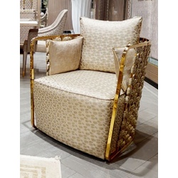 Casa Padrino Luxus Sessel Gold Muster / Gold - Edler Wohnzimmer & Hotel Sessel - Wohnzimmer & Hotel Möbel - Luxus Qualität