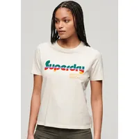 Superdry Print-Shirt »RETRO FLOCK RELAXED T SHIRT«, Gr. S, Rice White, , 81120319-S