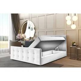 Fun Möbel Boxspringbett Schlafzimmerbett ANKER Deluxe 180x200cm in Soro Dunkelgrau / Speed