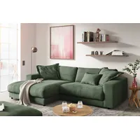 KAWOLA Sofa MADELINE Ecksofa Cord olivgrün Longchair links -