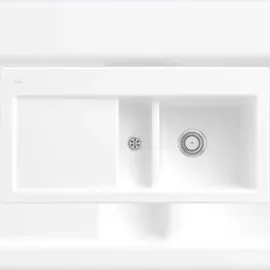 Villeroy & Boch Subway 60 rechts Einbauspüle keramik stone white Handbetätigung 1000 x 510 mm