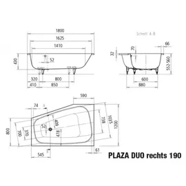 Kaldewei Plaza Duo 190 Eckbadewanne 120 x 180 cm (237000010001)