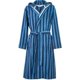 Tom Tailor Bademantel für Damen und Herren, Gr. S, 100% Baumwolle/Frottier, mit Kapuze, CLASSIC BATHROBE MEDIUM STRIPES Blau (Dark Navy & Cool Blue)