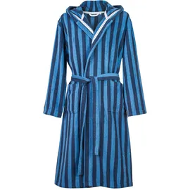 Tom Tailor Bademantel für Damen und Herren, Gr. S, 100% Baumwolle/Frottier, mit Kapuze, CLASSIC BATHROBE MEDIUM STRIPES Blau (Dark Navy & Cool Blue)