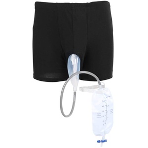 Men Wearable Urine Bag, Inkontinenz Hose, Wiederverwendbare männliche Urinal Beinbeutel Silikon Urin Trichter Pee Holder Collector mit Katheter