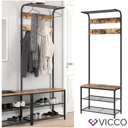 VICCO Garderobenständer FYRK Garderobe Schuhregal Kleiderständer mit Sitzbank