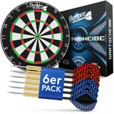 DartPro - DAS ORIGINAL - Dartscheibe mit Pfeilen - Profi Steeldartscheibe aus hochwertigstem Sisal - Dartboard inkl. Montageset - Dart Scheibe mit 6 Gratis Dartpfeilen