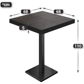 GGM Möbel BM | Bistro Stehtisch | 70 x 70 x 110 cm | Quadratisch | Schwarzer Rand | Wenge / Schwarz