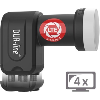 Dur-Line +Ultra Quad LNB - 4 Teilnehmer schwarz - mit LTE-Filter [ Test SEHR GUT *] 4-Fach, digital mit Wetterschutz, Full HD, 4K,Premium-Qualität