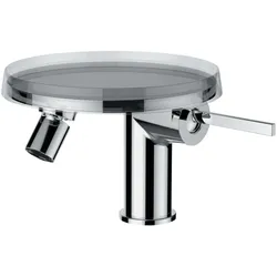 Einhebel-Bidetmischer mit Deko-Disc (transparent) Kartell Festauslauf, ohne Ablaufventil, mit Ablageschale chrom