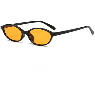 ETETGVG Trendy Schwarze Ovale Sonnenbrille Mit Farbverlauf Braune Gläser Runde Damen Herren Sonnenbrille Weiblich UV400,Schwarz Gelb,Einheitsgröße - Einheitsgröße