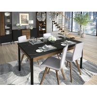 Compleo Esstisch Schwarz Marmor COMO, ausziehbar 160-240 cm, Modern Esszimmer, großer Tisch schwarz
