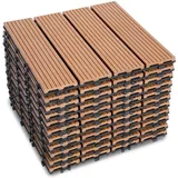 Wolketon WPC Terrassenfliesen Holzfliesen Kunststoff für 30x30cm Garten Klickfliese Bodenbelag mit Drainage Balkonfliesen 11er 1m2