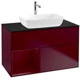 Villeroy & Boch Finion Waschtischunterschrank G772HBHB 100cm, Abdeckplatte black matt, Emotion, Regale Peony matt lacquer, Peony Matt