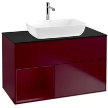 Villeroy & Boch Finion Waschtischunterschrank G772HBHB 100cm, Abdeckplatte black matt, Emotion, Regale Peony matt lacquer, Peony Matt