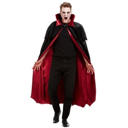 Smiffys Kostüm Velours Vampirumhang schwarz-rot, Edles Vampircapemit hohem Stehkragen in zwei Farben schwarz