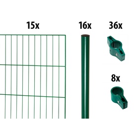 GARDEN 'N' MORE Einstabmattenzaun "mit Rundpfosten" Zaunelemente Gr. H/L: 150 cm x 30 m H/L: 150 cm x 30 cm, grün Zaunelemente