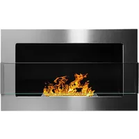 Selsey ASTRALIS - Wandkamin / Bioethanol-Kamin mit Sicherheitsglas, rechteckig, 65 x 40 cm (Inox)