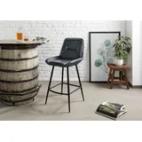 MASSIVMOEBEL24.DE Barstuhl Echtleder 52 x 57 x 108 cm Blau mit Rollen