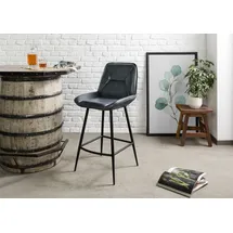 MASSIVMOEBEL24.DE Barstuhl Echtleder 52 x 57 x 108 cm Blau mit Rollen
