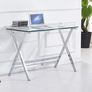 Computertisch aus gehärtetem Glas, moderner Studentenschreibtisch, kleiner Computertisch, Heimbüro-Schreibtisch