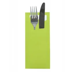 Prime Guest Bestecktasche Prime Fit in Kiwi 85 x 190 mm, mit 2-lagiger Tissue-Serviette in Weiß - 100 Stück