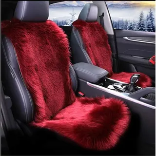 1er Sitzauflage Autositzbezug Auto Sitzbezug Lammfell Vordersitzbezug Universal (Weinrot)
