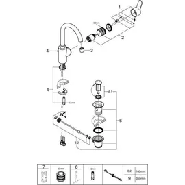 Grohe Eurodisc Cosmopolitan Zero L-Size Einhandmischer DN 15 23043003